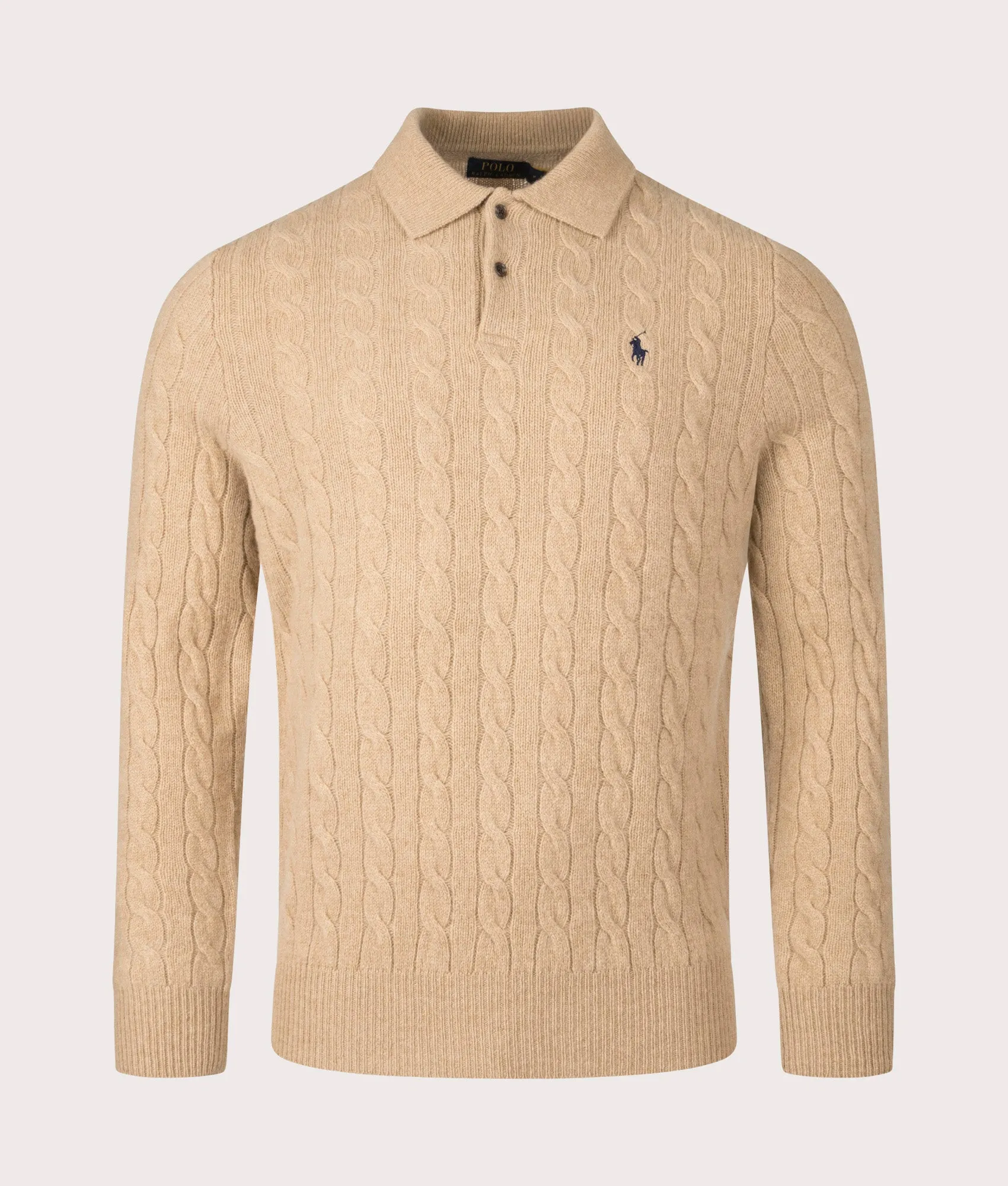 Cable Knit Cashmere Polo Neck Jumper sold by EQVVS