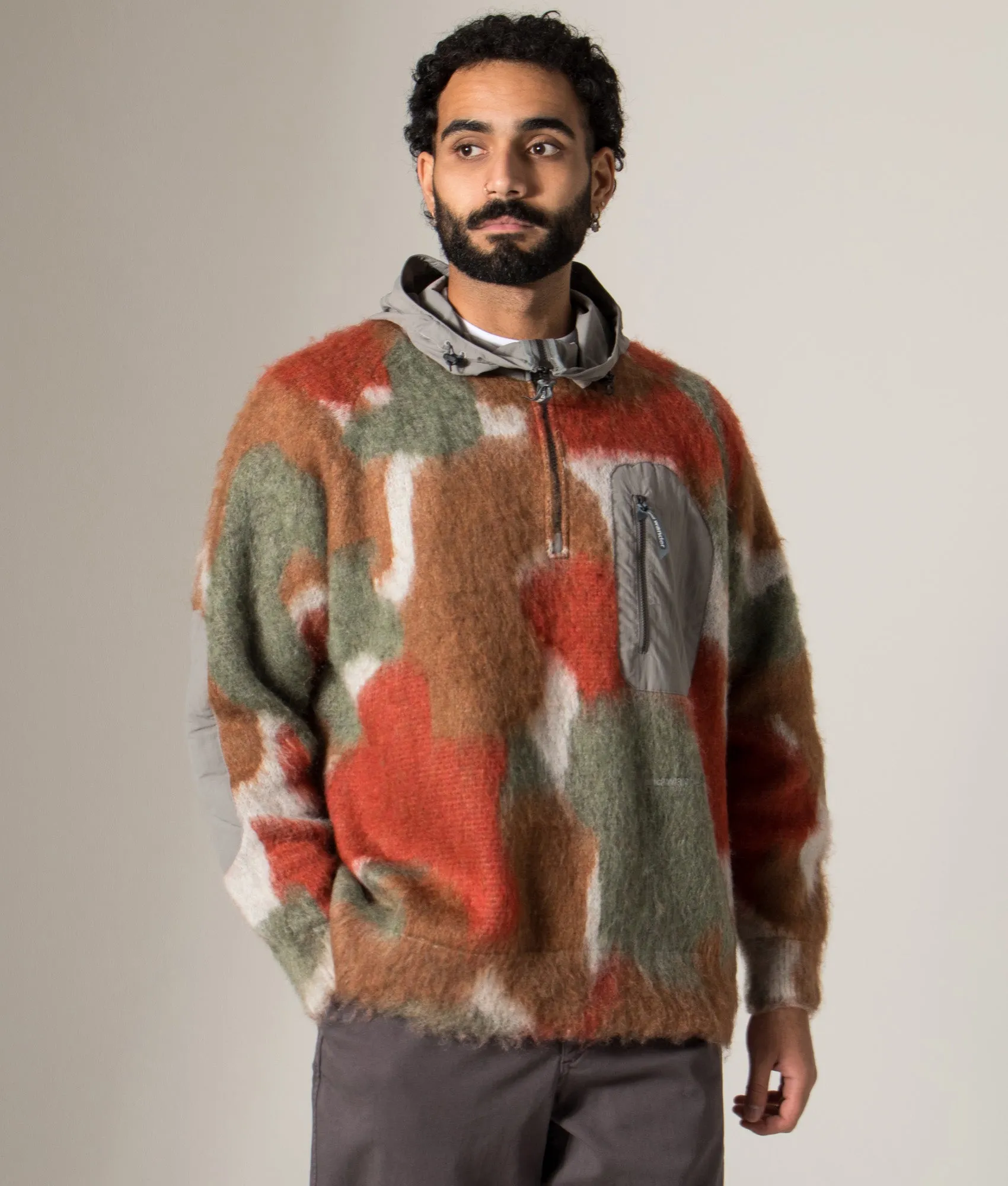 Mix Colour Shaggy Knit Hoodie sold by EQVVS