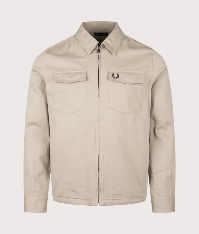 Twill Zip Through Overshirt made by Fred Perry