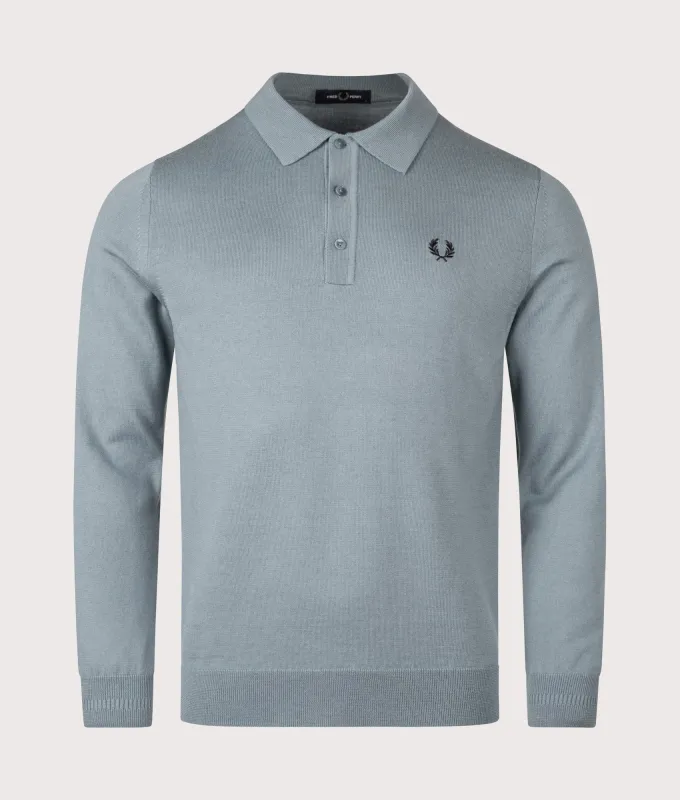Long Sleeve Knitted Polo Shirt made by Fred Perry