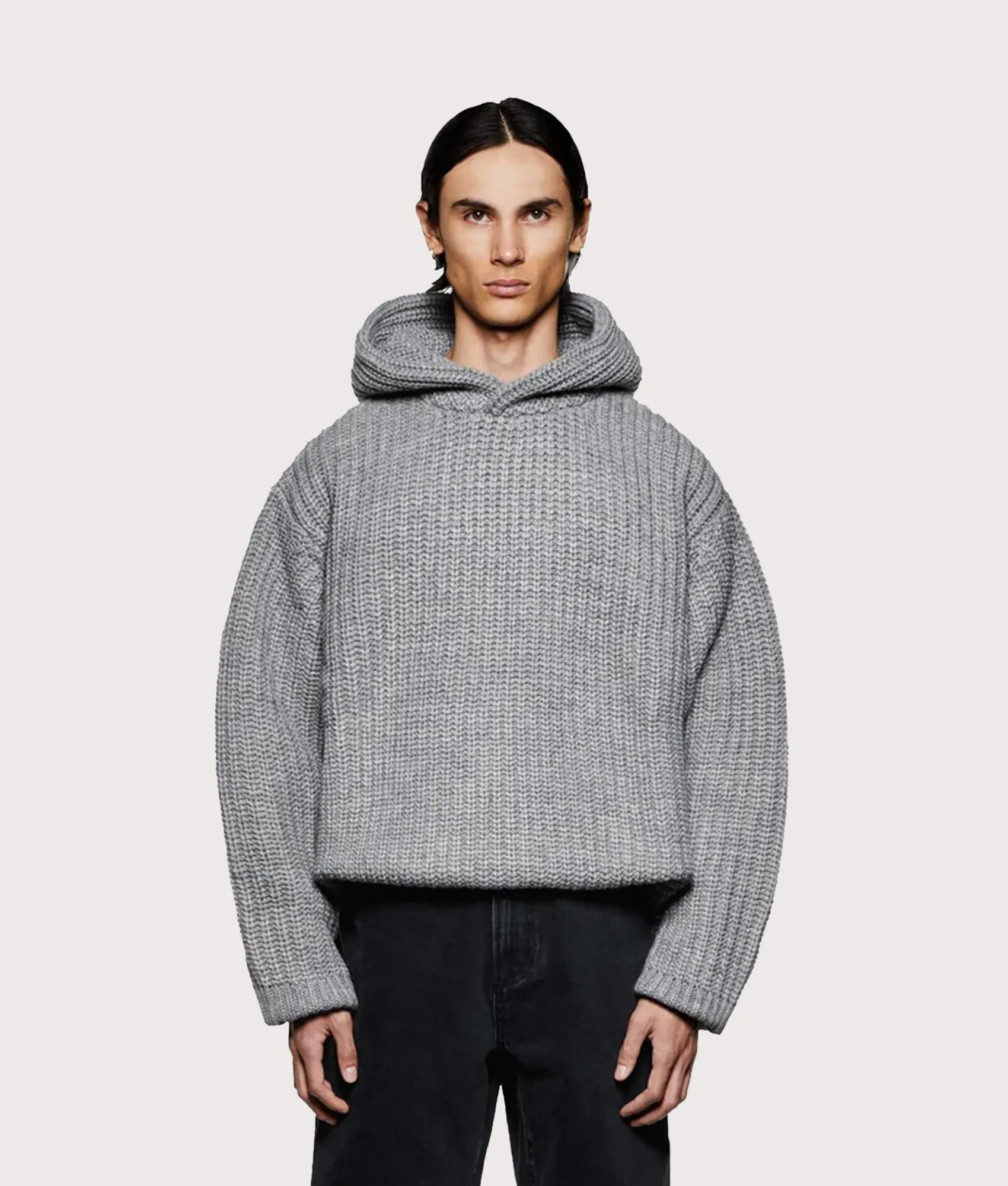 Oversized Chunky Rib Knit Hoodie sold by EQVVS