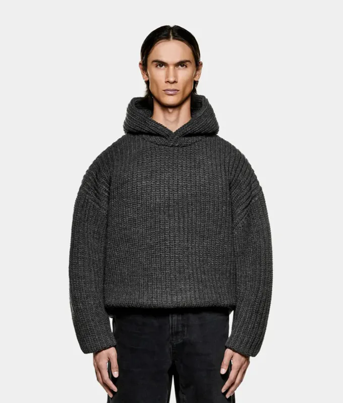 Oversized Chunky Rib Knit Hoodie sold by EQVVS