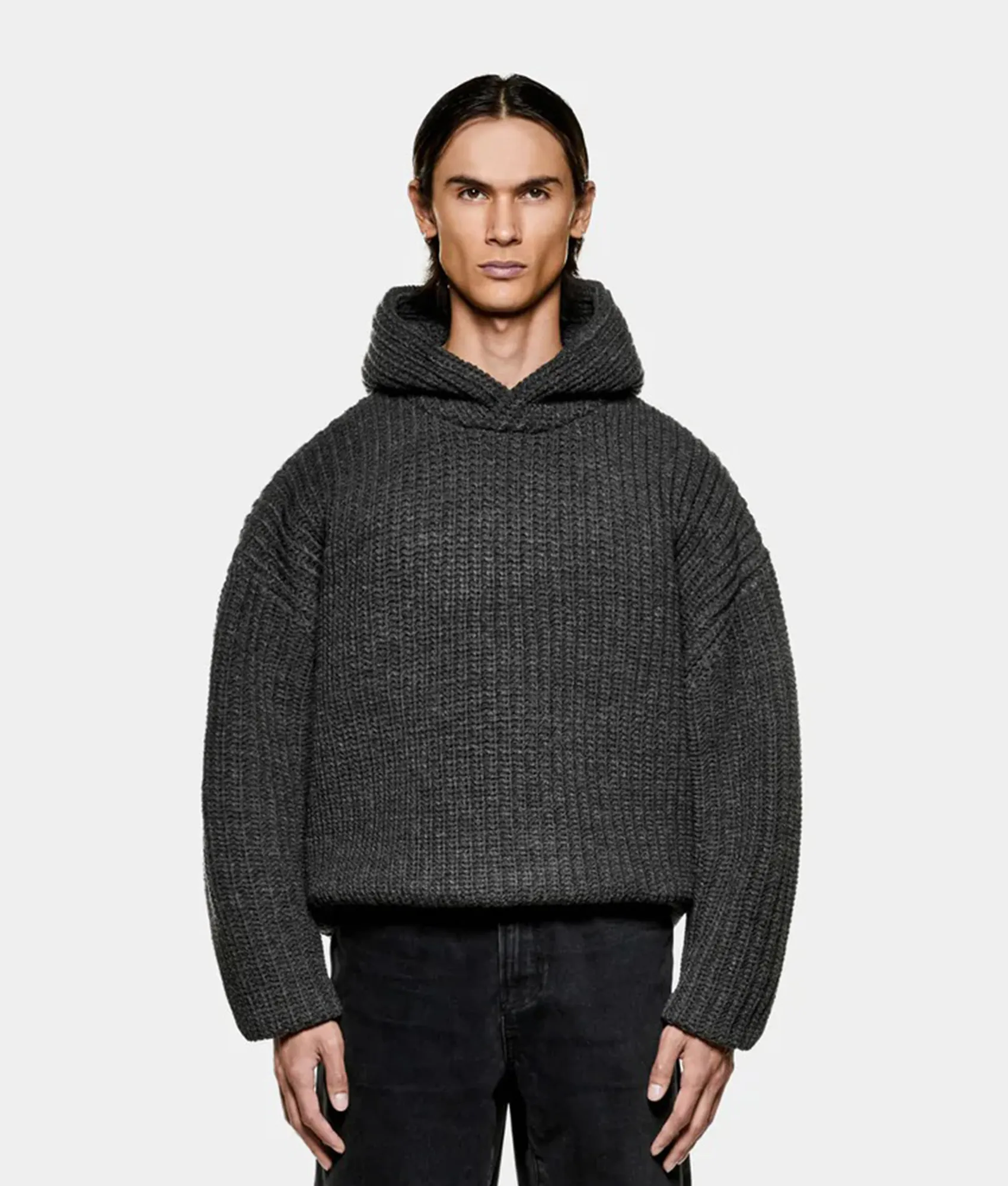 Oversized Chunky Rib Knit Hoodie sold by EQVVS