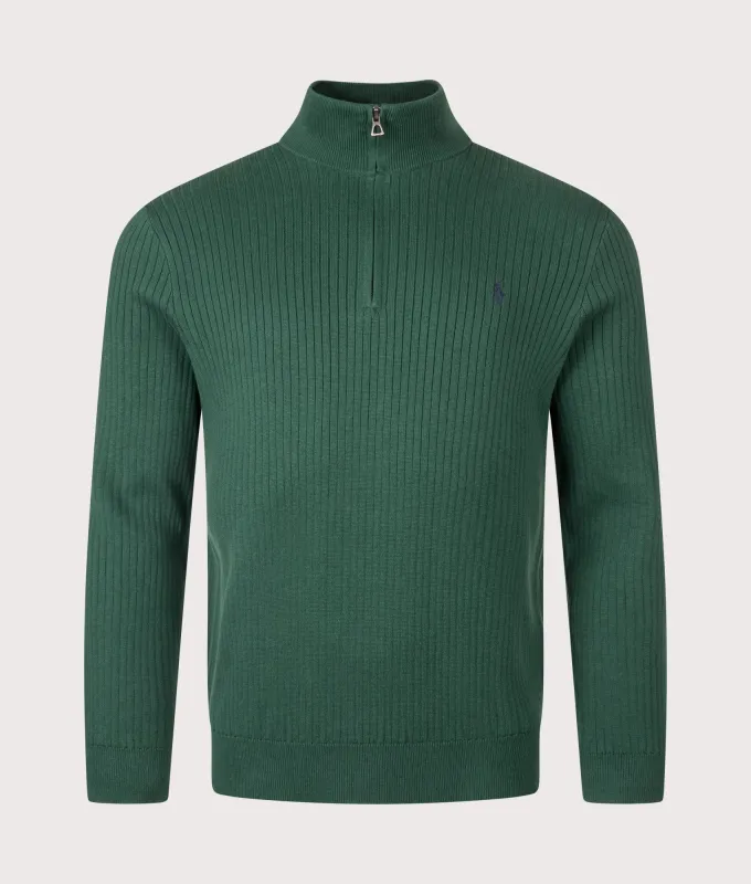 Rib-Knit Cotton Quarter-Zip Knit sold by EQVVS