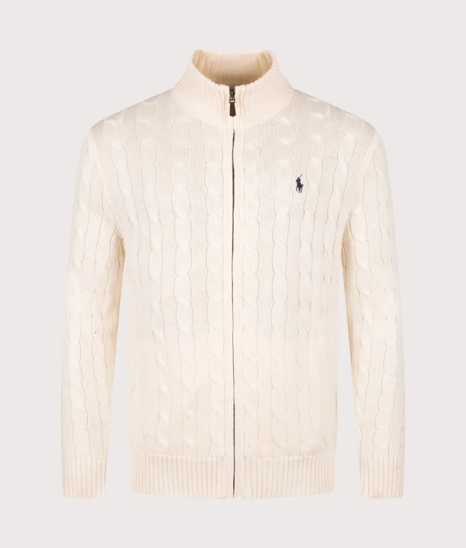 Cable-Knit Cotton Full-Zip Cardigan sold by EQVVS