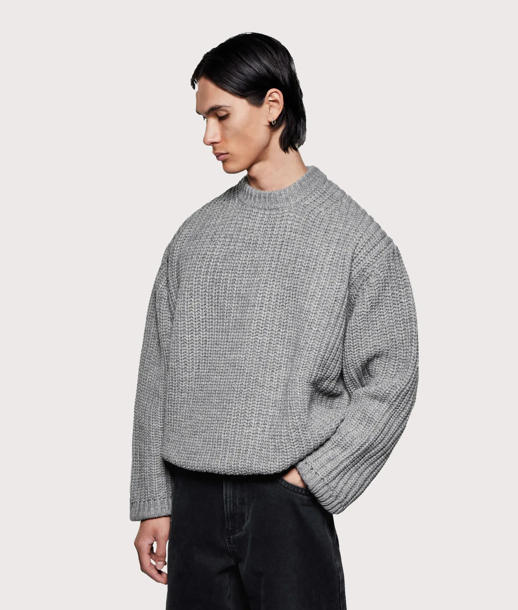 Oversized Chunky Rib Knit Crewneck Jumper sold by EQVVS product image thumbnail 4