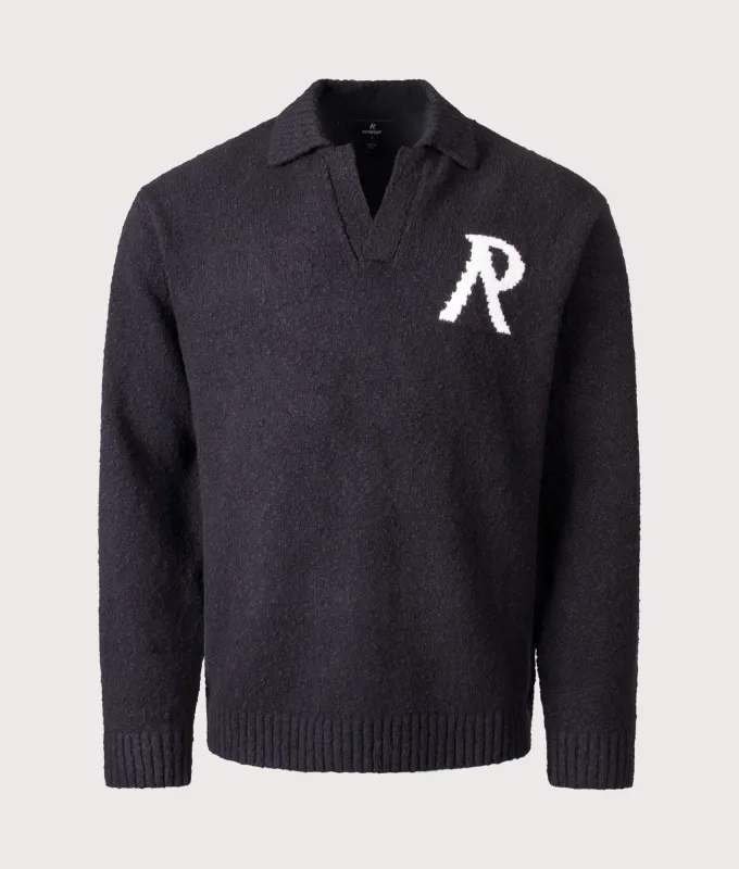 Relaxed Fit Knitted Boucle Long Sleeve Polo Shirt made by Represent