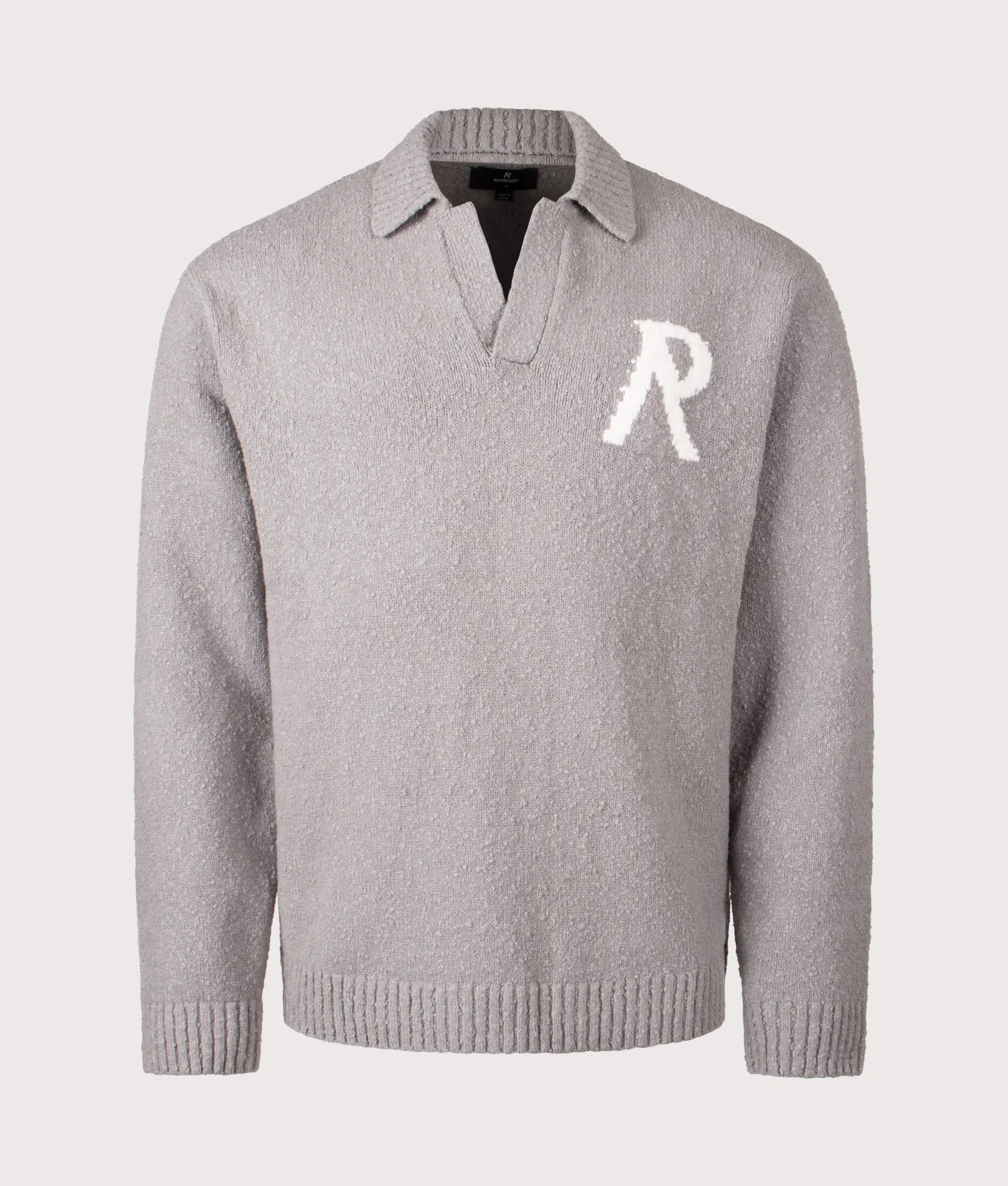 Relaxed Fit Knitted Boucle Long Sleeve Polo Shirt sold by EQVVS