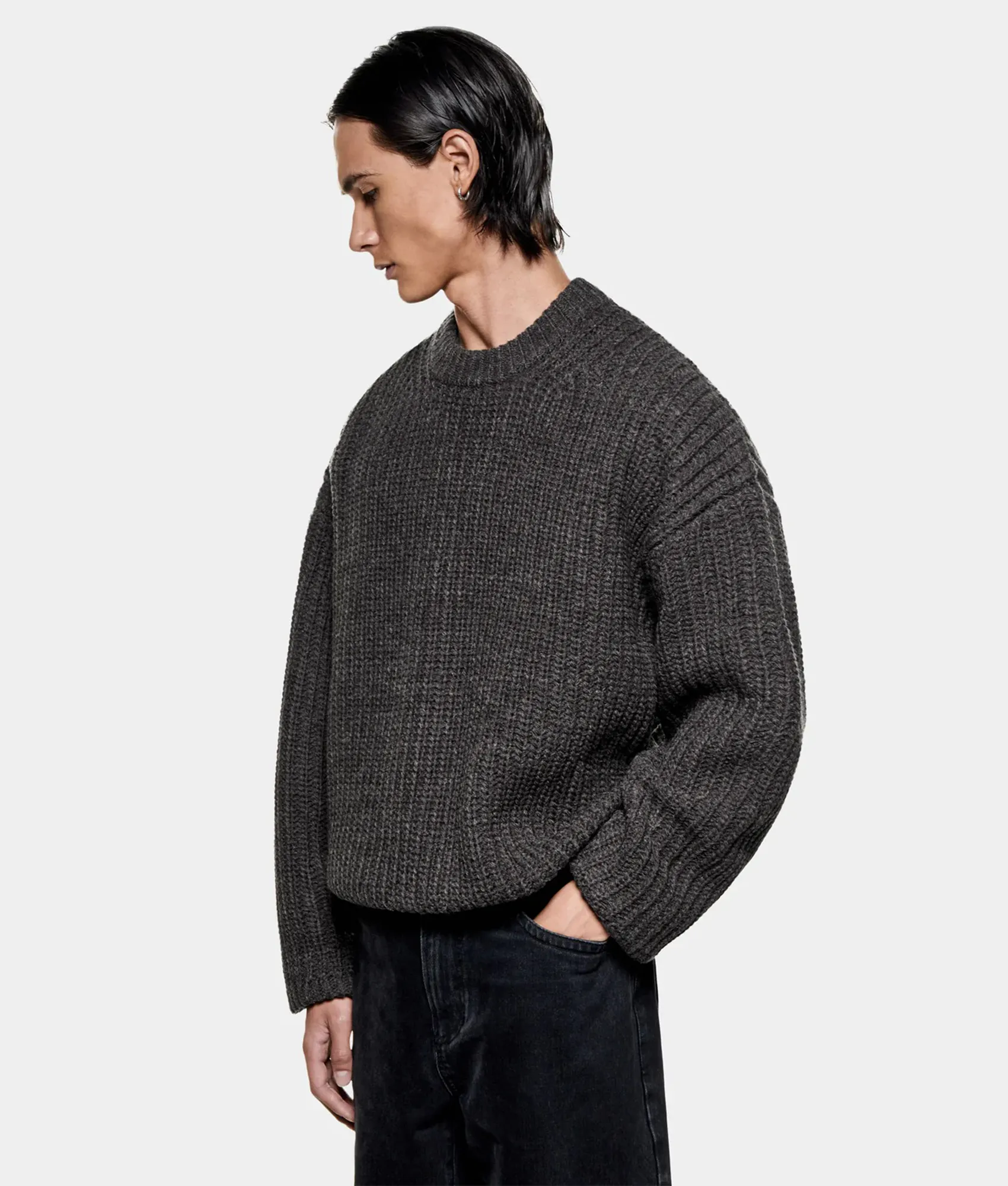 Oversized Chunky Rib Knit Crewneck Jumper sold by EQVVS product image thumbnail 4