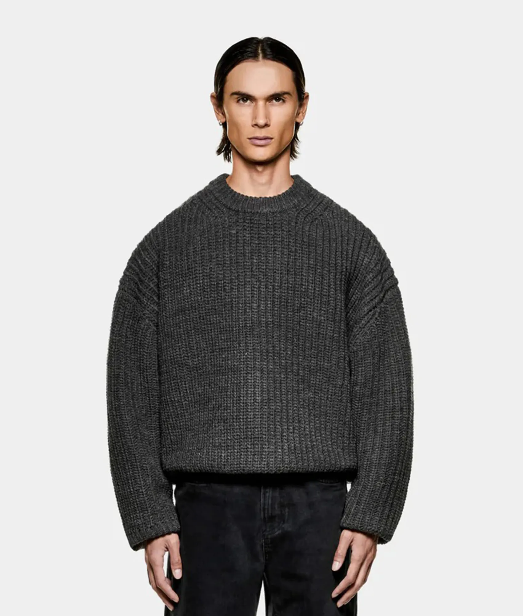 Oversized Chunky Rib Knit Crewneck Jumper sold by EQVVS