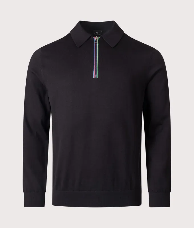 Sports Stripe Long Sleeve Polo Shirt made by EQVVS