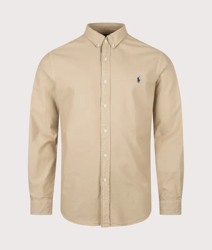 Slim Fit Long Sleeve Garment-Dyed Oxford Shirt sold by EQVVS