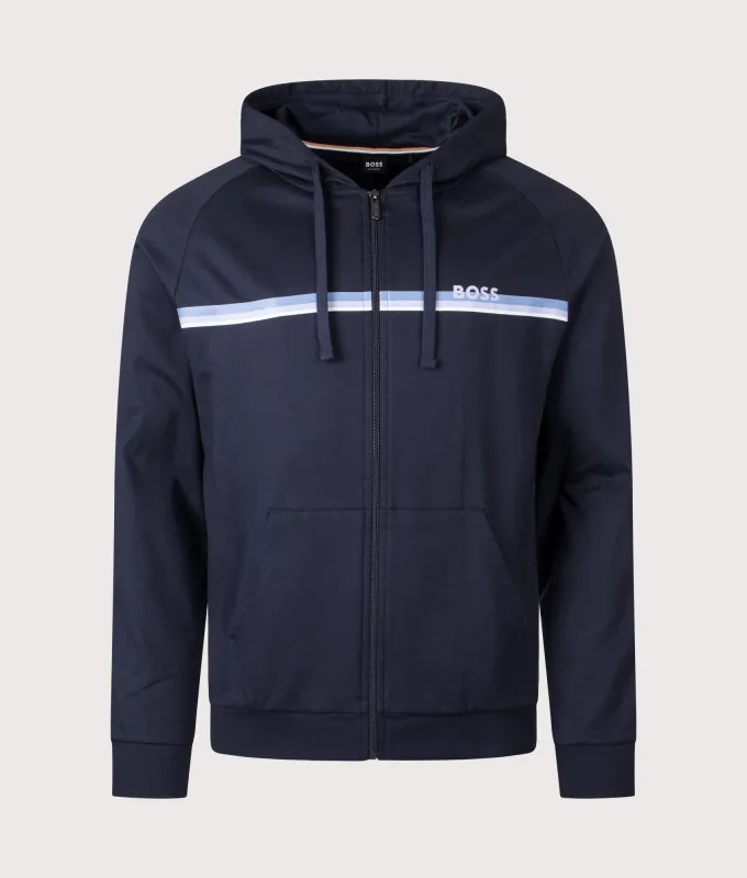Striped Authentic Zip Through Hoodie made by Hugo Boss
