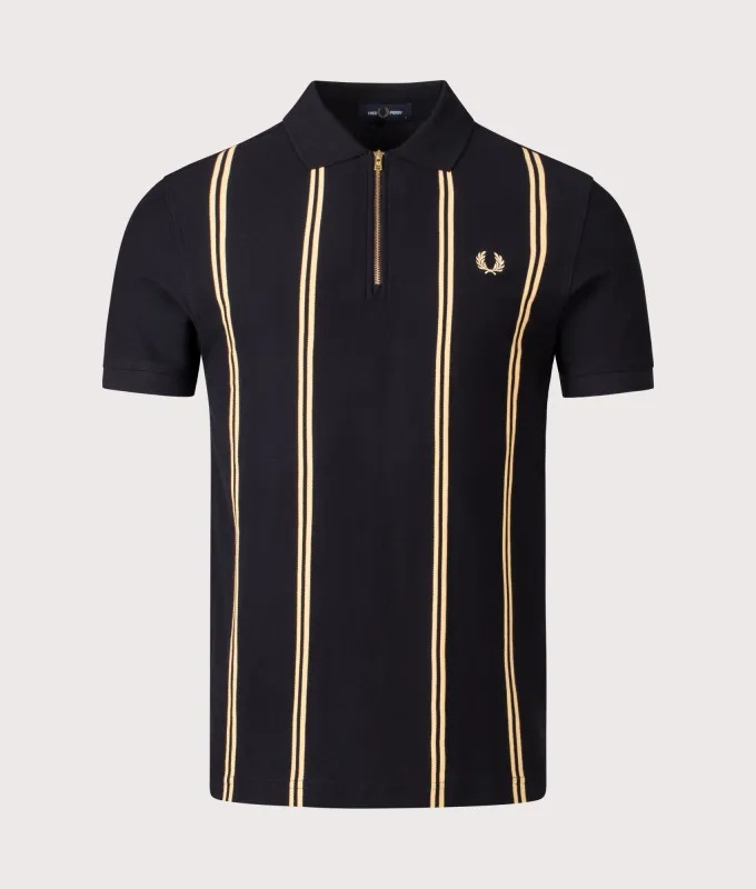 Vertical Stripe Zip Neck Polo Shirt sold by EQVVS