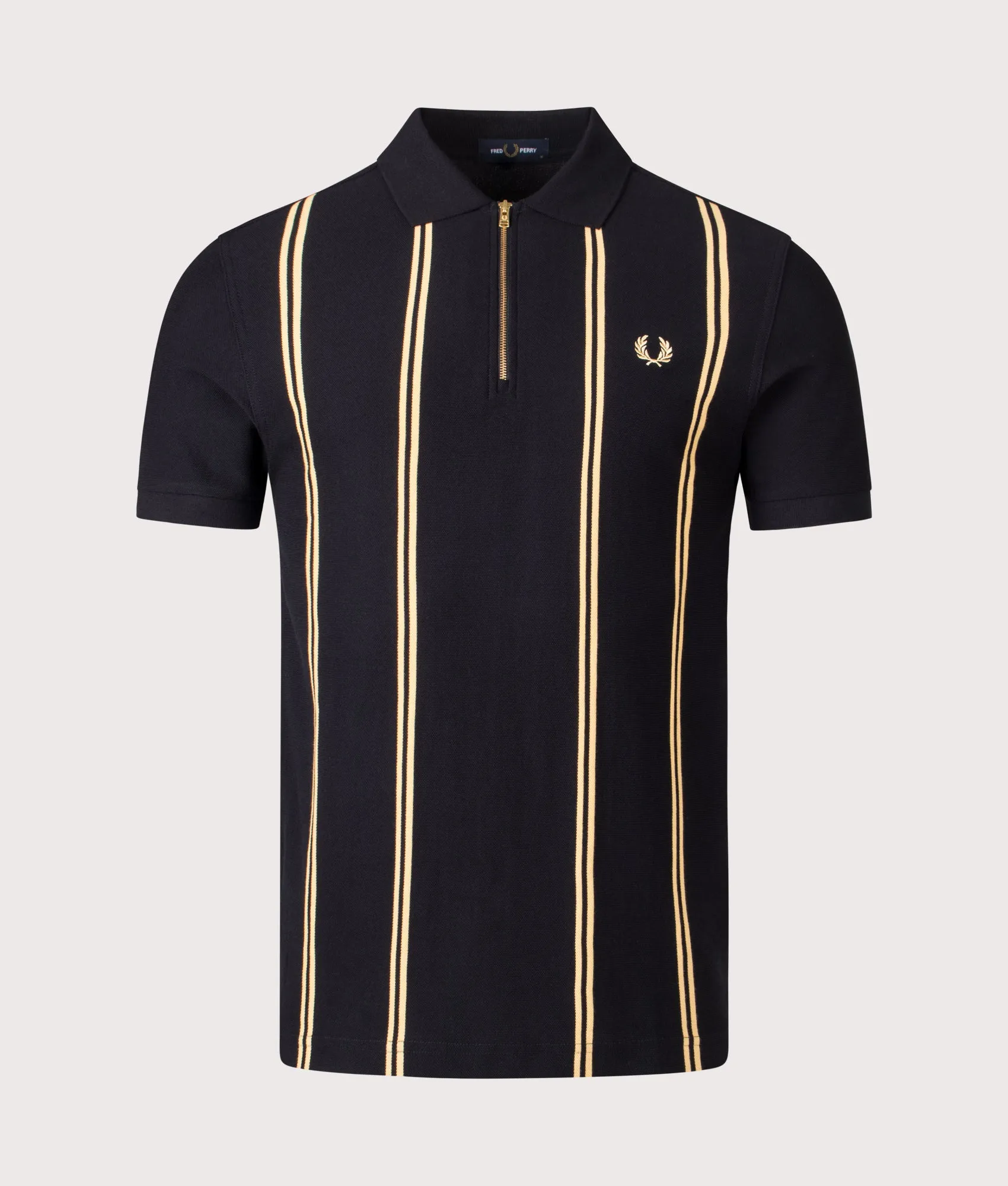 Vertical Stripe Zip Neck Polo Shirt sold by EQVVS