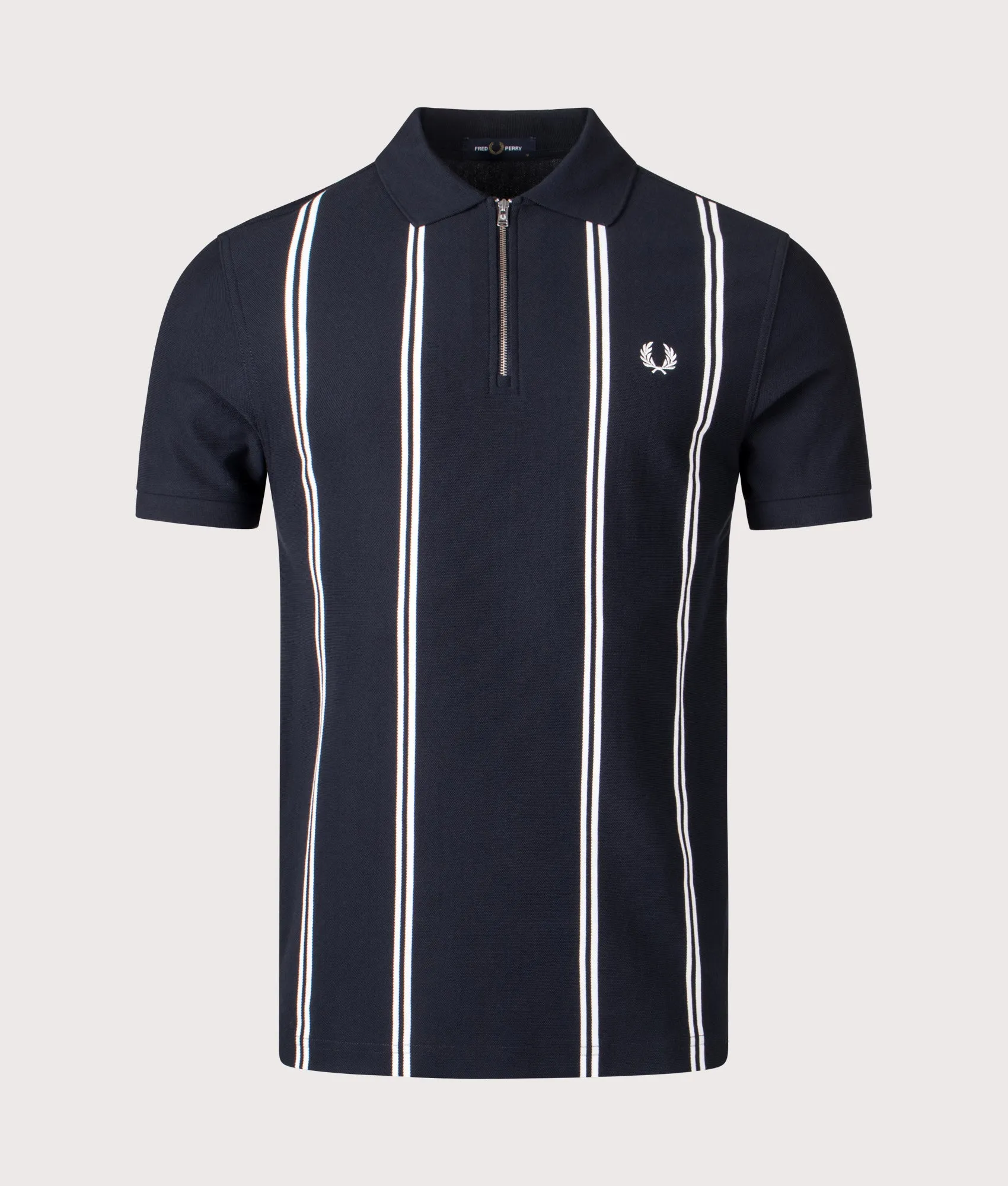 Vertical Stripe Zip Neck Polo Shirt sold by EQVVS