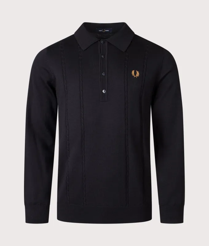 Long Sleeve Cable Knitted Polo Shirt sold by EQVVS