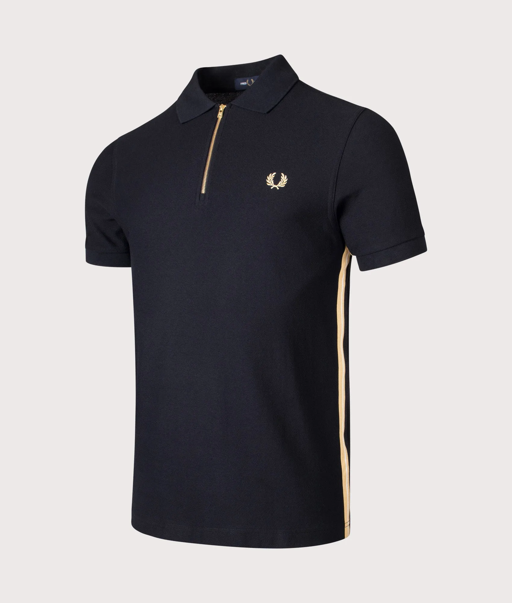 Stripe Tape Zip Neck Polo Shirt sold by EQVVS