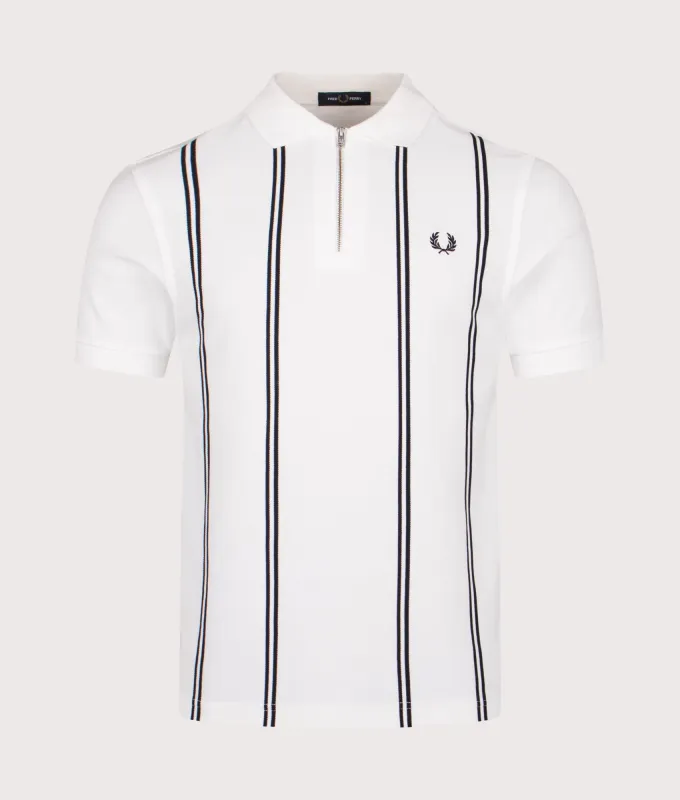 Vertical Stripe Zip Neck Polo Shirt sold by EQVVS