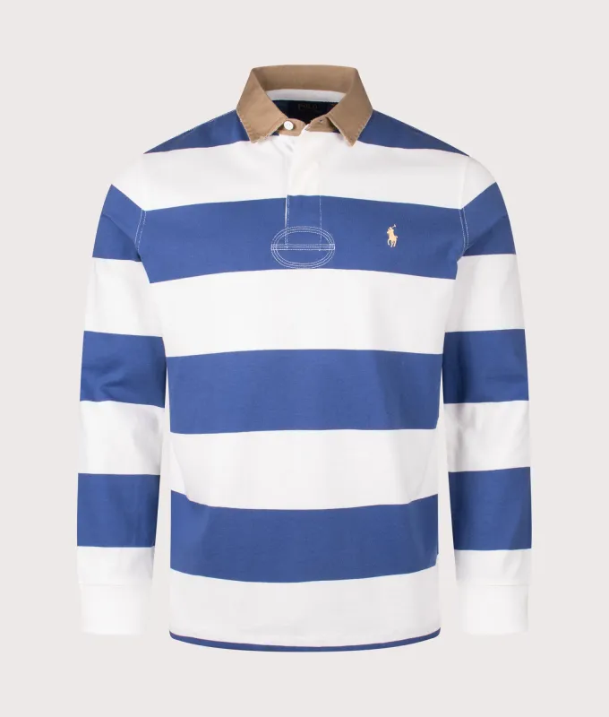 Khaki-Collar Striped Rugby Shirt made by Polo by Ralph Lauren