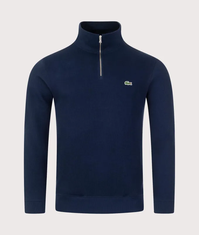 Croc Logo Quarter Zip Knit Jumper made by Lacoste