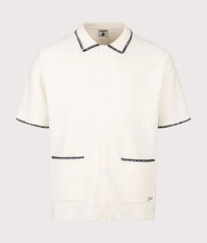 Blanket Stitch Short Sleeve Knitted Shirt made by Service Works