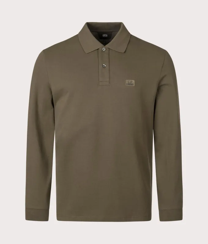 Stretch Piqué Long Sleeve Polo Shirt made by C.P. Company