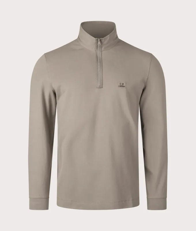 Stretch Piqué Long Sleeve Quarter Zip Polo Shirt made by C.P. Company
