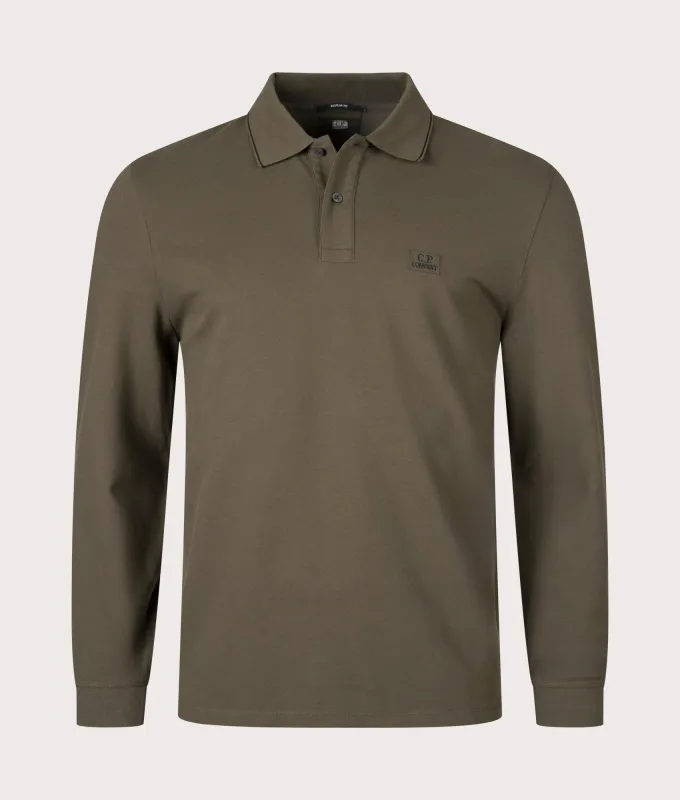 Stretch Piqué Long Sleeve Polo Shirt made by C.P. Company