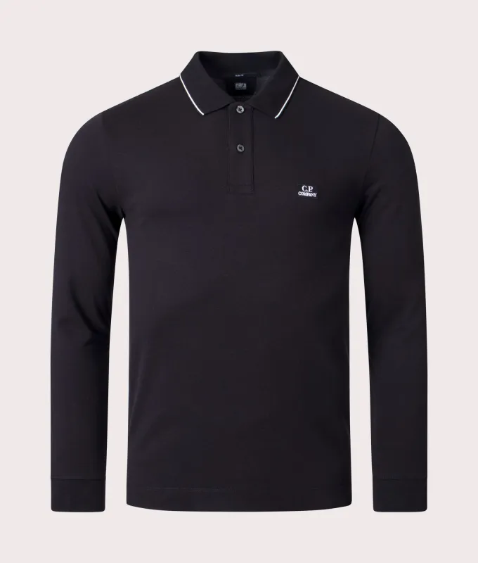 Slim Fit Long Sleeve Stretch Piqué Striped Polo Shirt sold by EQVVS