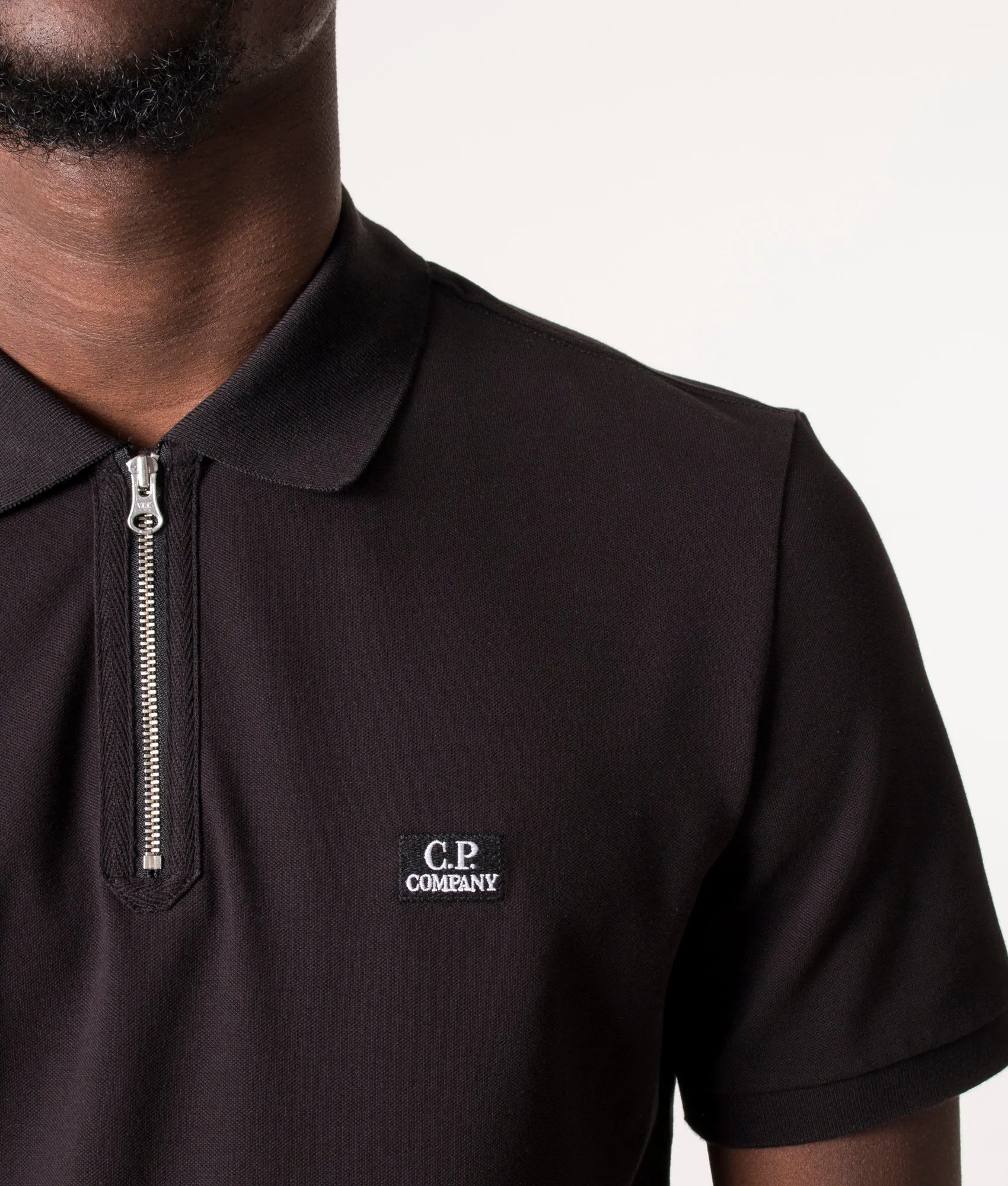 Slim Fit Quarter Zip Stretch Piqué Polo Shirt sold by EQVVS product image thumbnail 2