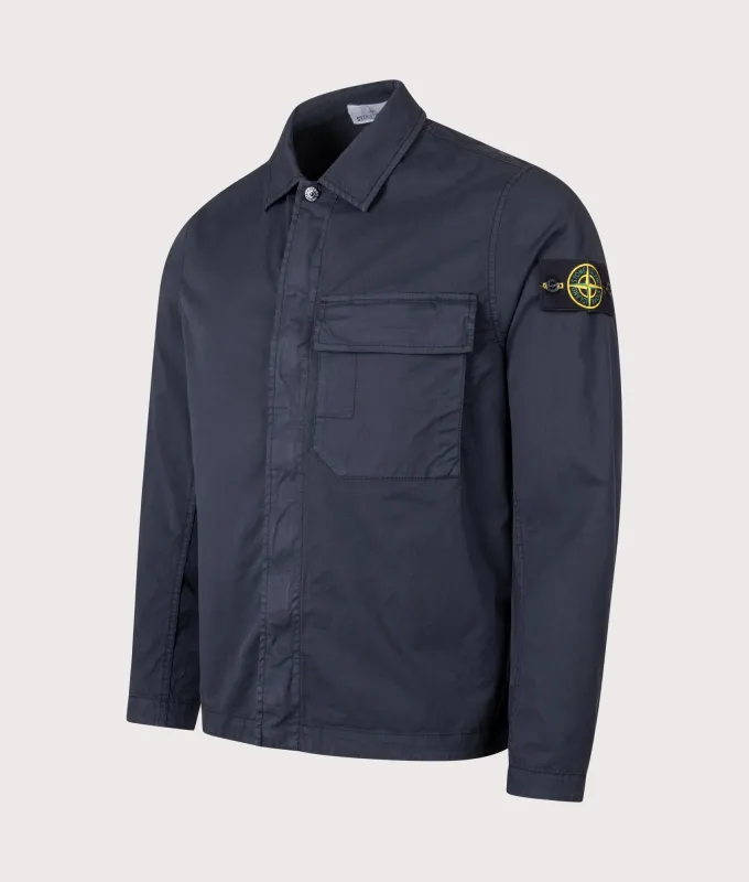 Stretch Cotton Twill Overshirt made by Stone Island
