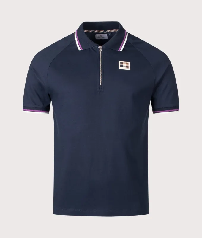 Stretch Piquet Quarter Zip Polo Shirt made by EQVVS