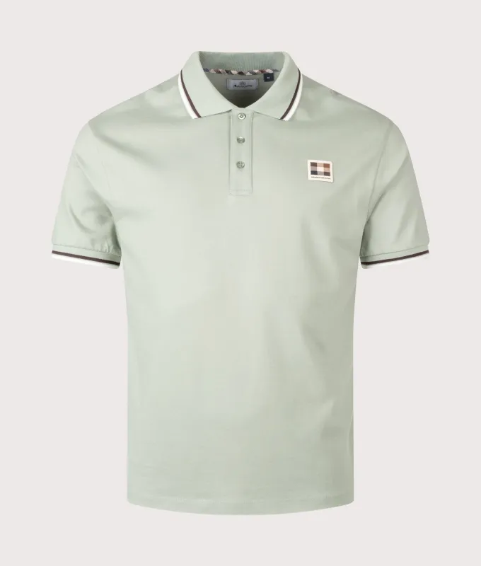 Stretch Piquet Stripes Badge Polo Shirt made by EQVVS