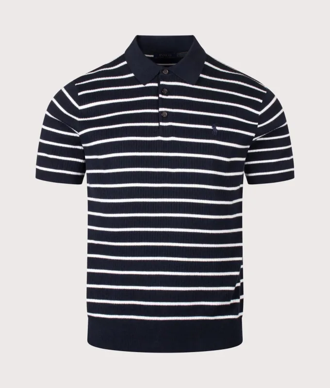 Striped Rib-knit Cotton Polo Shirt made by Polo by Ralph Lauren