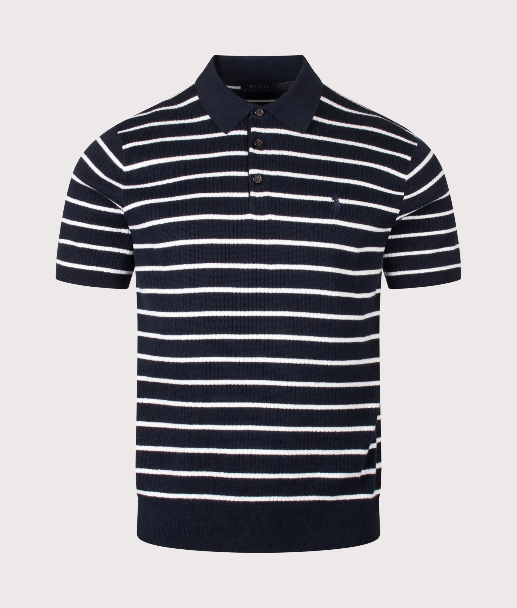 Striped Rib-knit Cotton Polo Shirt sold by EQVVS