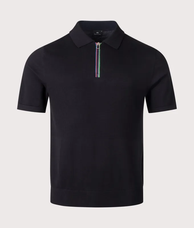 Regular Fit Knitted Quarter Zip Polo Shirt made by EQVVS
