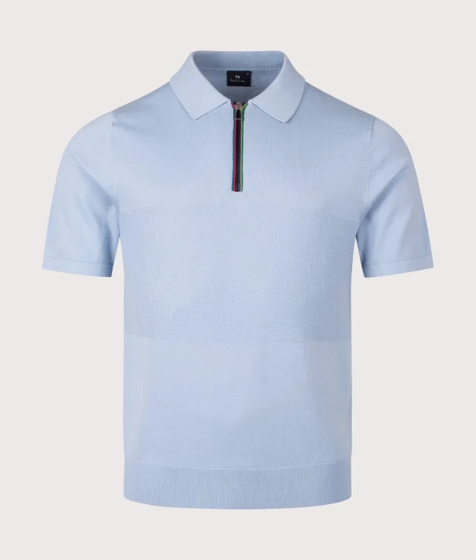 Regular Fit Knitted Quarter Zip Polo Shirt made by EQVVS