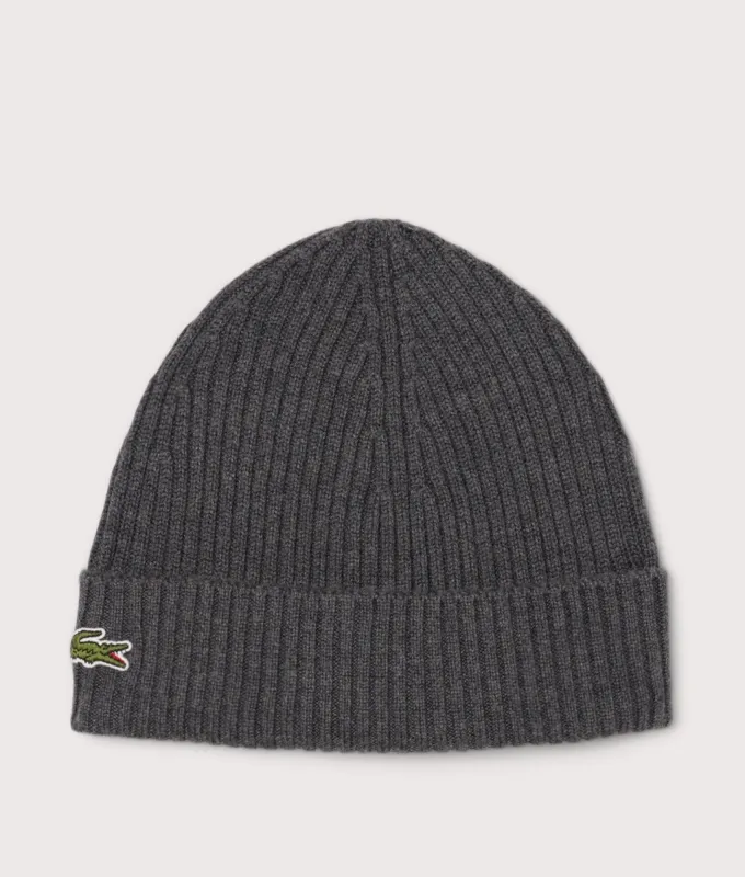 Rib Knit Brushed Wool Beanie made by Lacoste