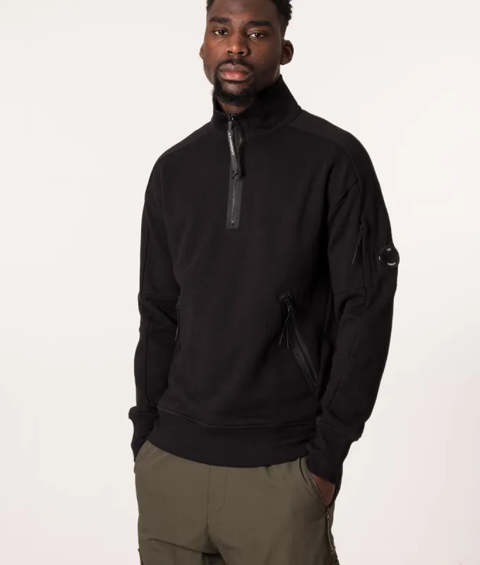 Quarter Zip Diagonal Raised Fleece Sweatshirt made by C.P. Company