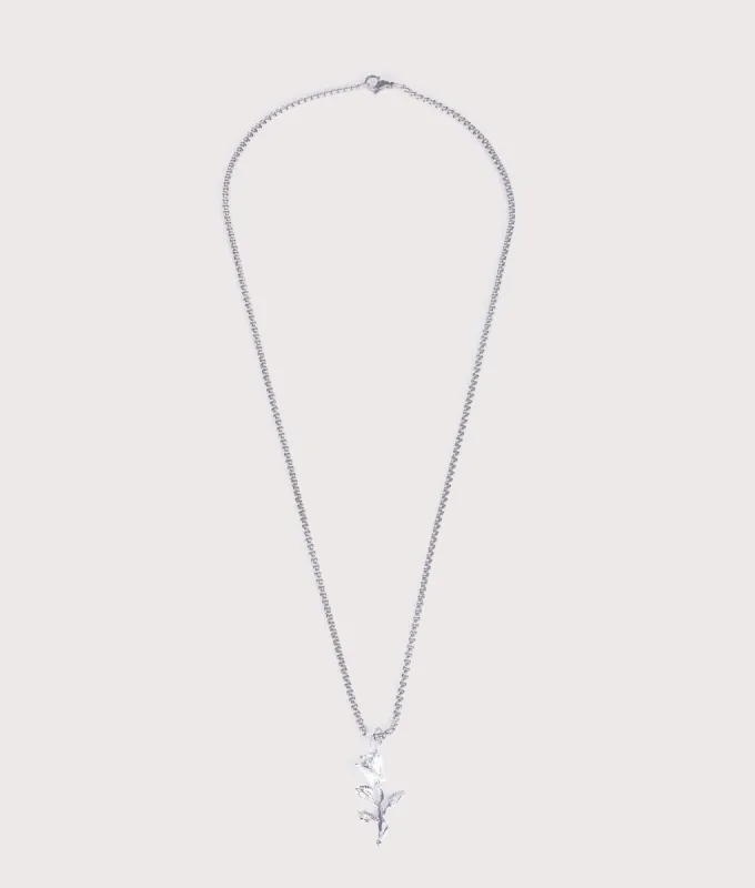Silver Stainless Steel Rose Pendant 24" made by EQVVS