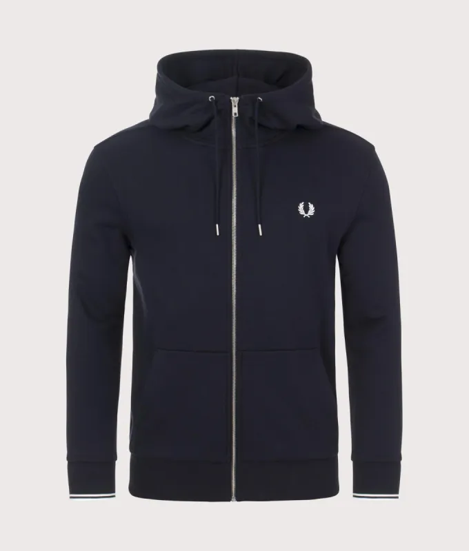 Zip Through Contrast Tipped Hoodie made by Fred Perry