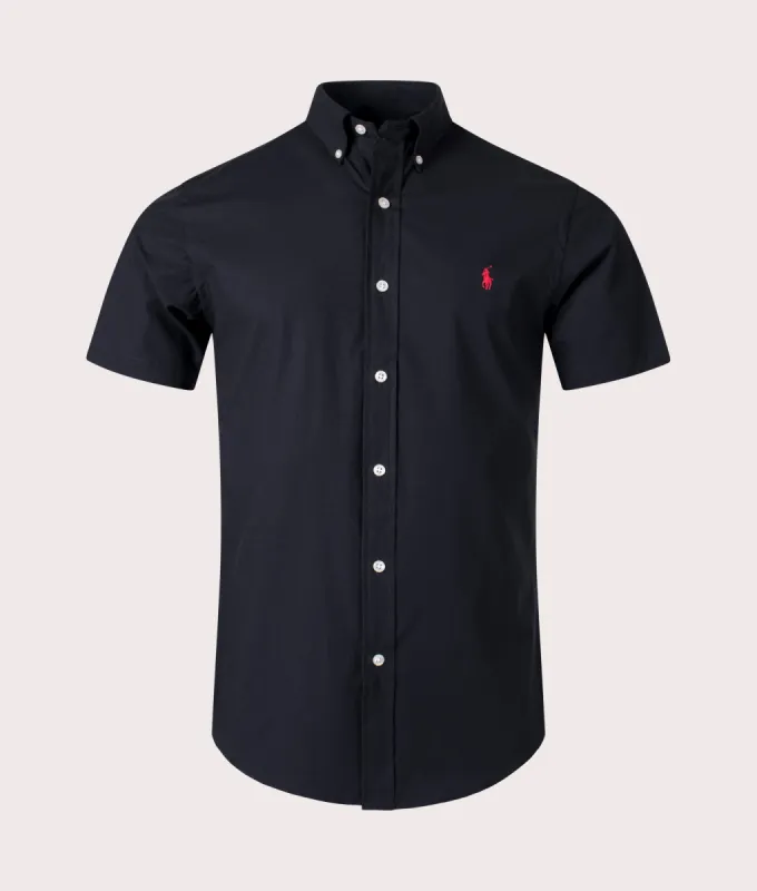 Slim Fit Short Sleeve Stretch Poplin Shirt sold by EQVVS