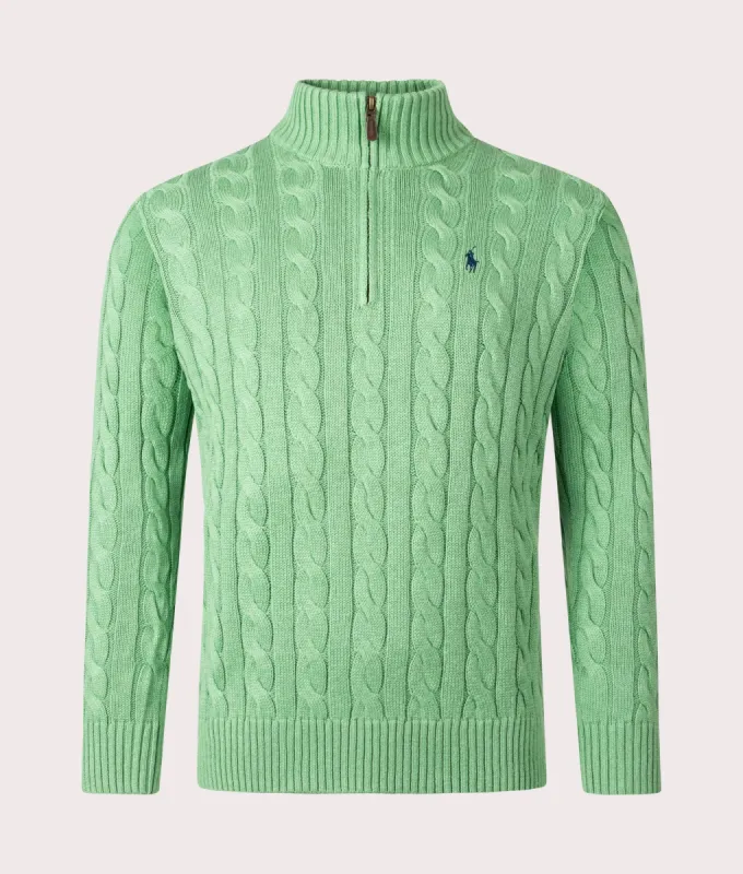 Cable Knit Quarter Zip Jumper made by Polo by Ralph Lauren