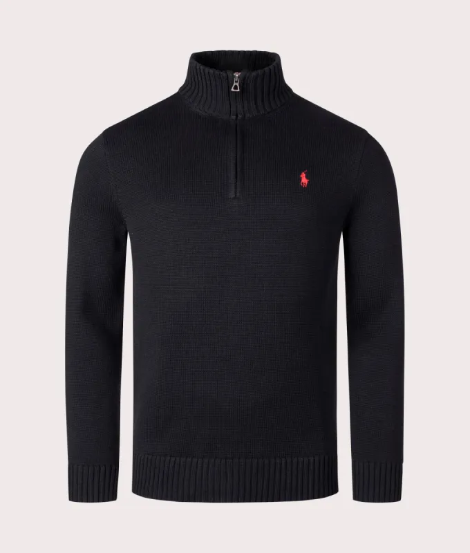 Mesh-Knit Cotton Quarter Zip Pullover sold by EQVVS