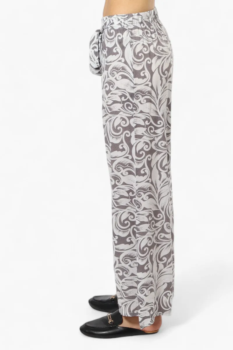 INC International Company Patterned Belted Palazzo Pants - Grey sold by Fairweather product image thumbnail 3