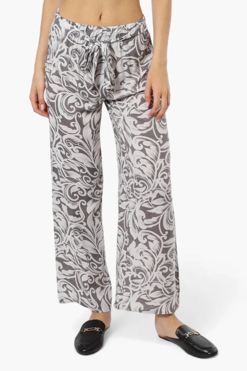 INC International Company Patterned Belted Palazzo Pants - Grey sold by Fairweather