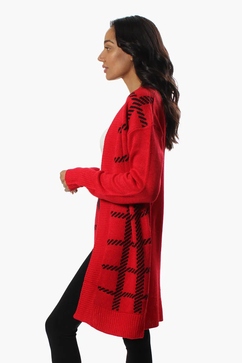 Canada Weather Gear Plaid Open Cardigan - Red sold by Fairweather product image thumbnail 2