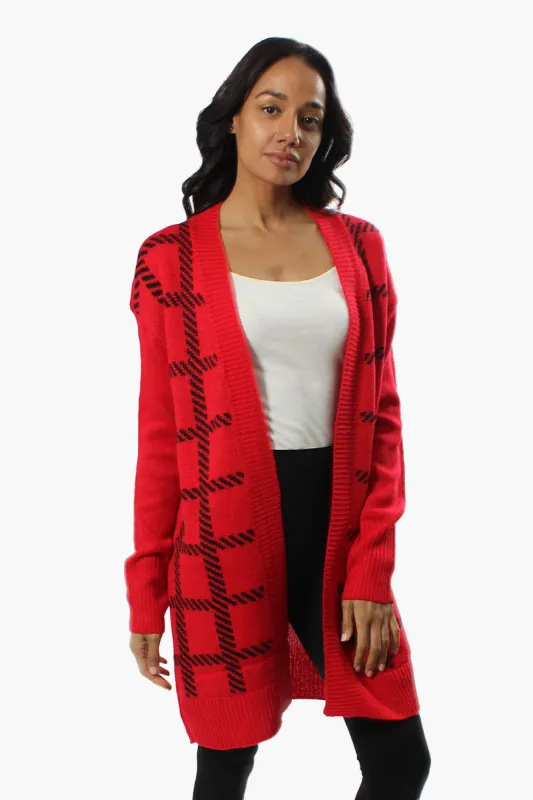 Canada Weather Gear Plaid Open Cardigan - Red sold by Fairweather