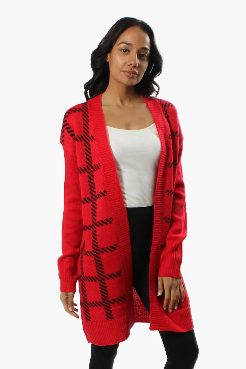 Canada Weather Gear Plaid Open Cardigan - Red sold by Fairweather